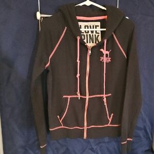 PINK Victoria's Secret Black Hoodie with Pink Logo
